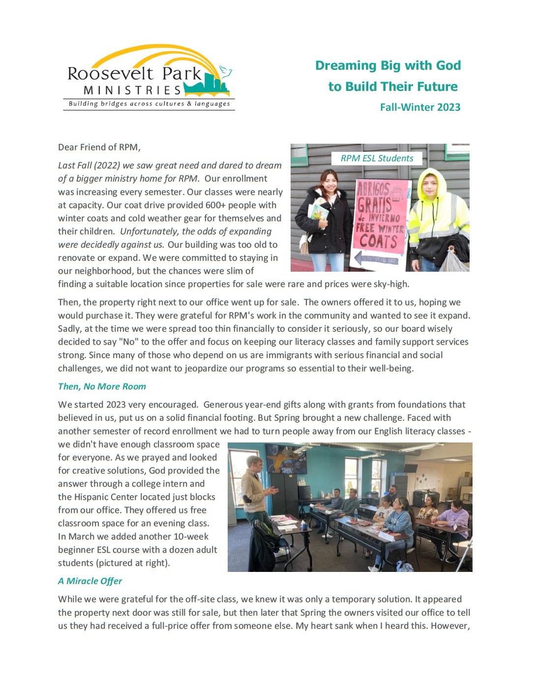 Fall Winter 2023 Newsletter cover page